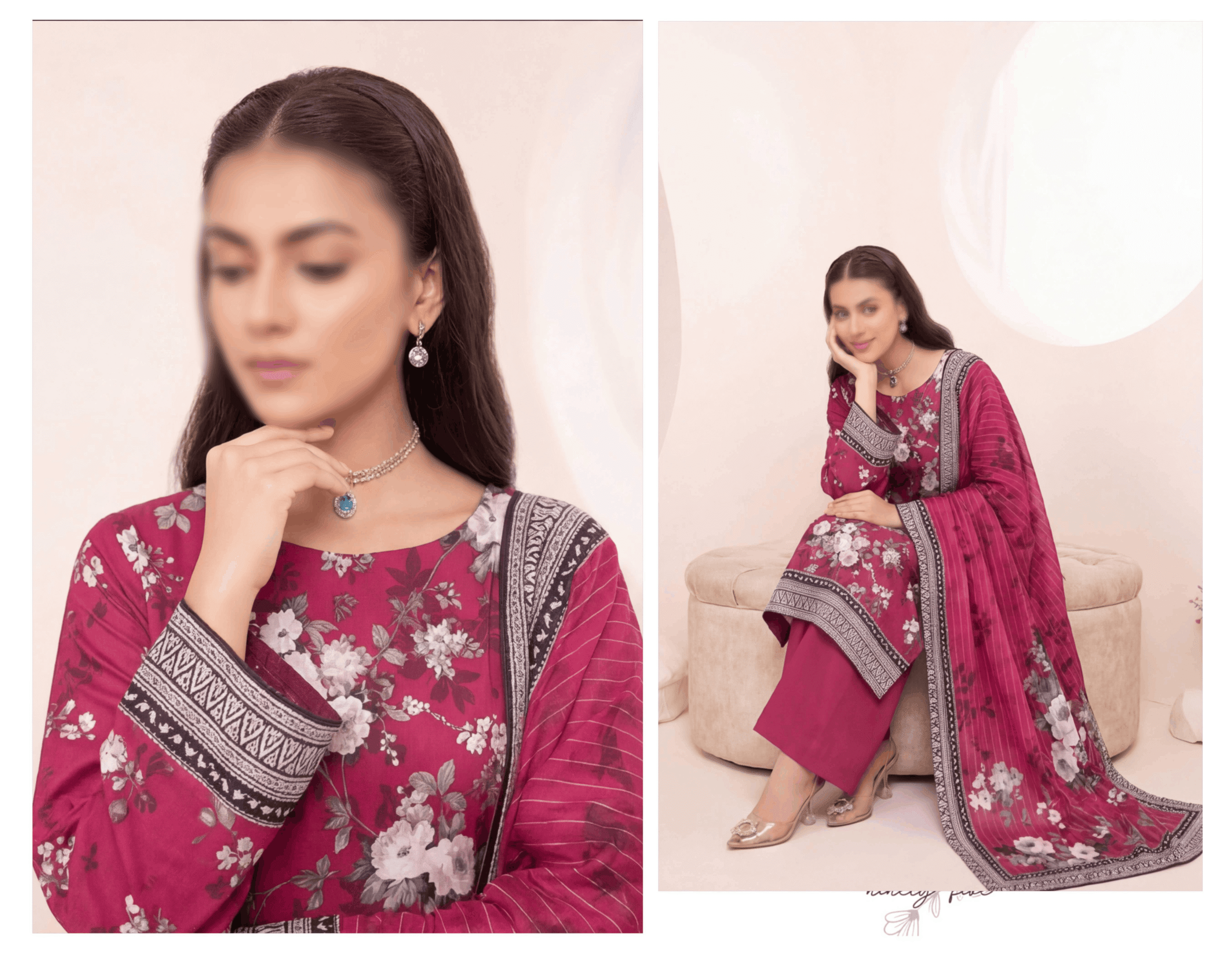 FANTAK Glow Vol 301 Digital Print Premium Lawn unstitched 3Pcs Suit