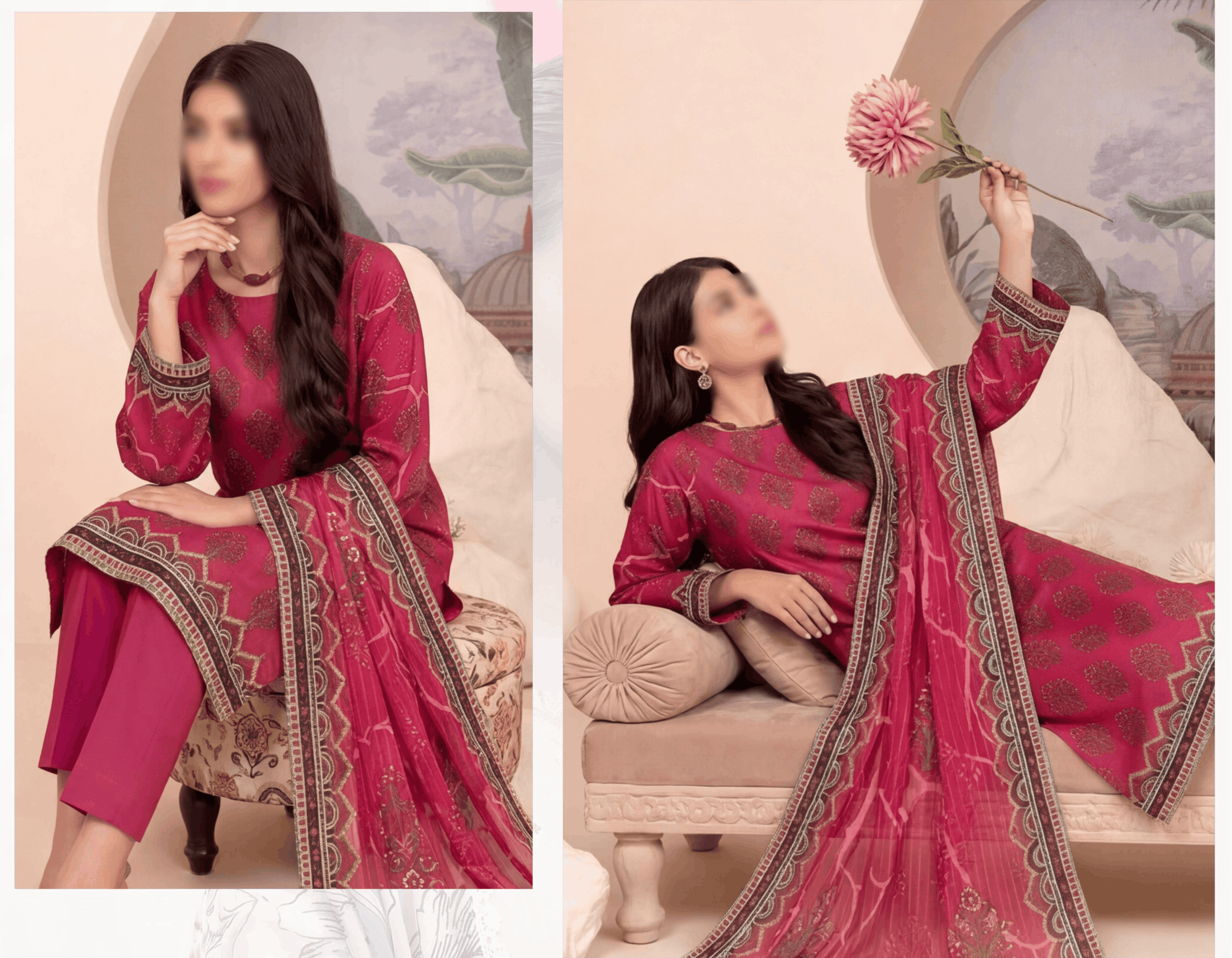FANTAK Glow Vol 301 Digital Print Premium Lawn unstitched 3Pcs Suit (Copy)