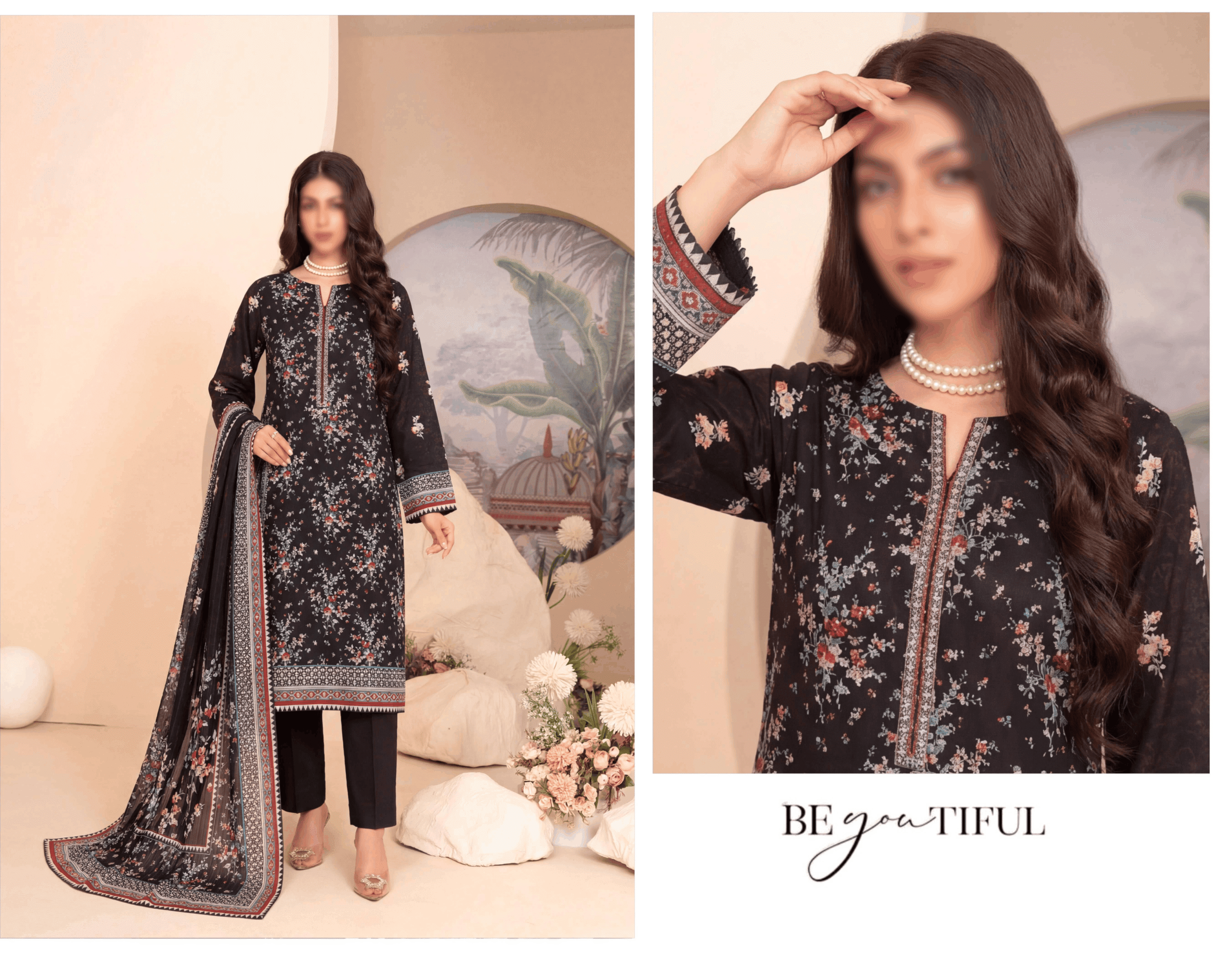 FANTAK Glow Vol 301 Digital Print Premium Lawn unstitched 3Pcs Suit