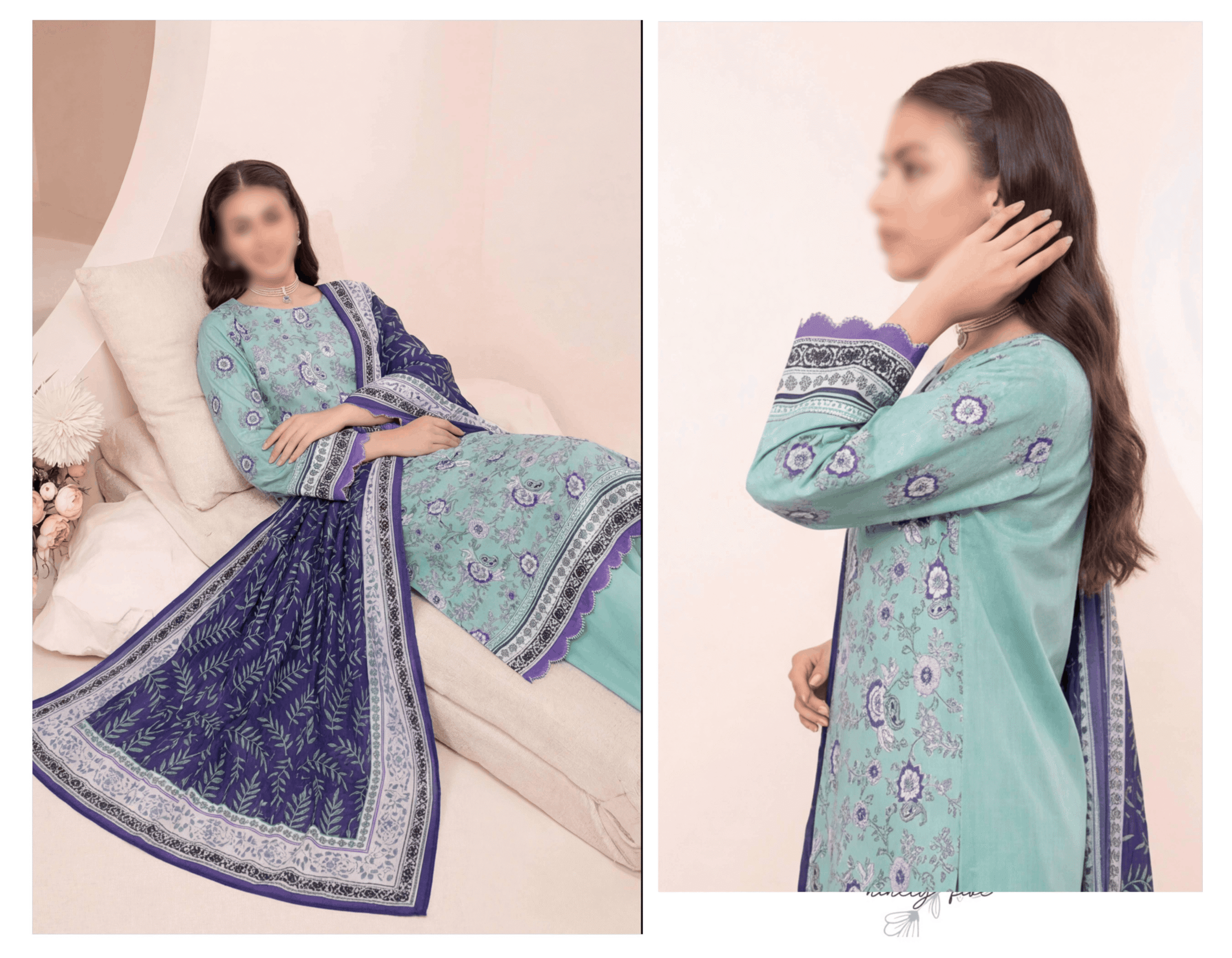 FANTAK Glow Vol 301 Digital Print Premium Lawn unstitched 3Pcs Suit